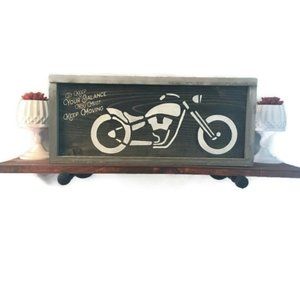 Hand Crafted Motorcycle Accent Wood Sign Wall Art